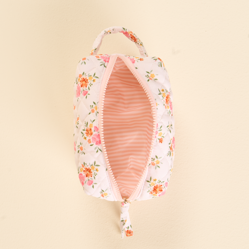 Floral Quilted Cosmetic Pouch