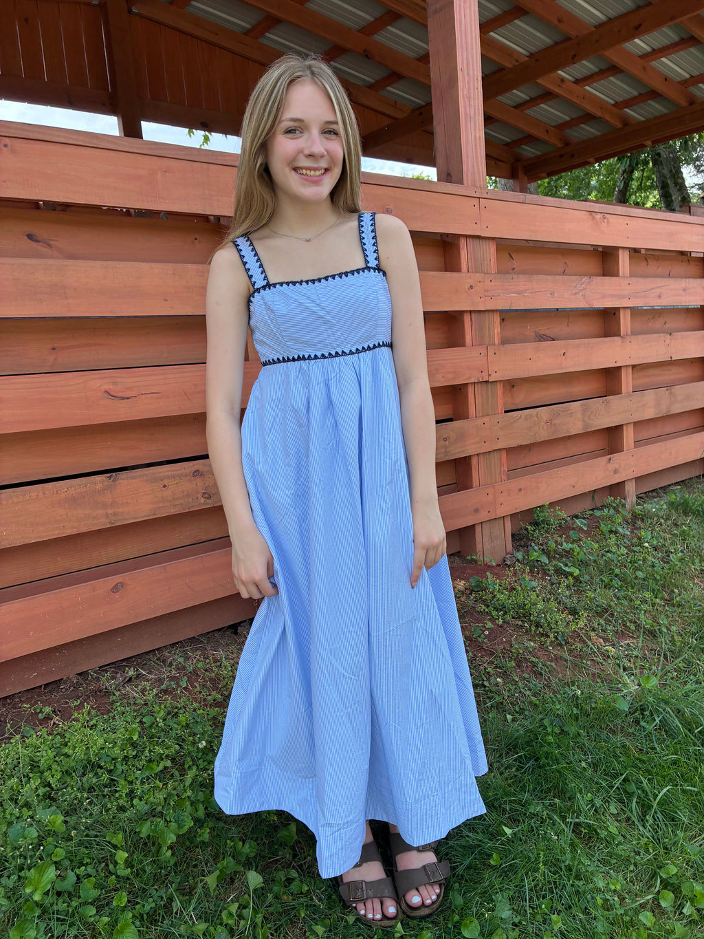 Blue Blooms Midi Dress