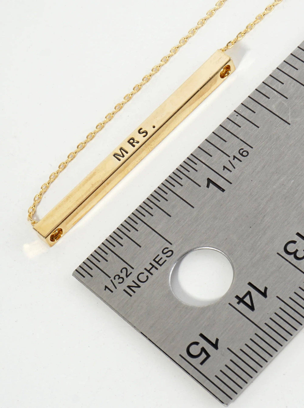 Mrs Engraved 18K Gold Dipped Brass Inspirational Necklace