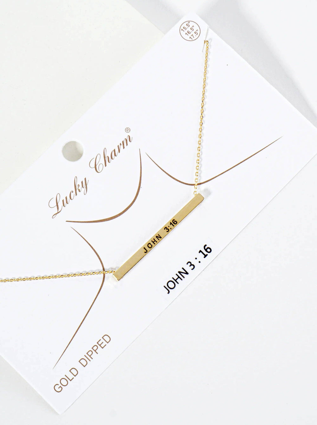 John 3:16 Engraved 18K Gold Dipped Brass Bar Necklace