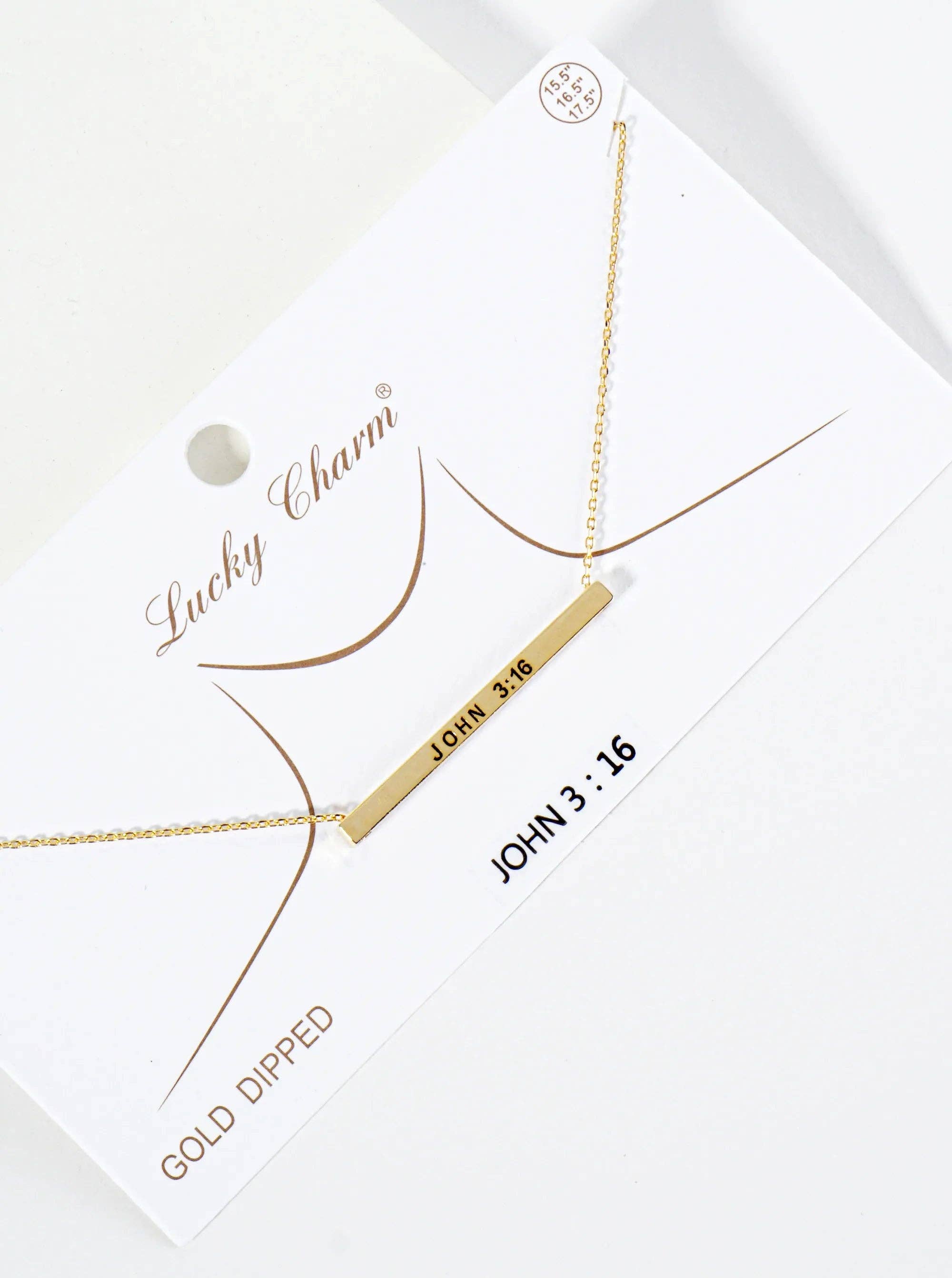 John 3:16 Engraved 18K Gold Dipped Brass Bar Necklace