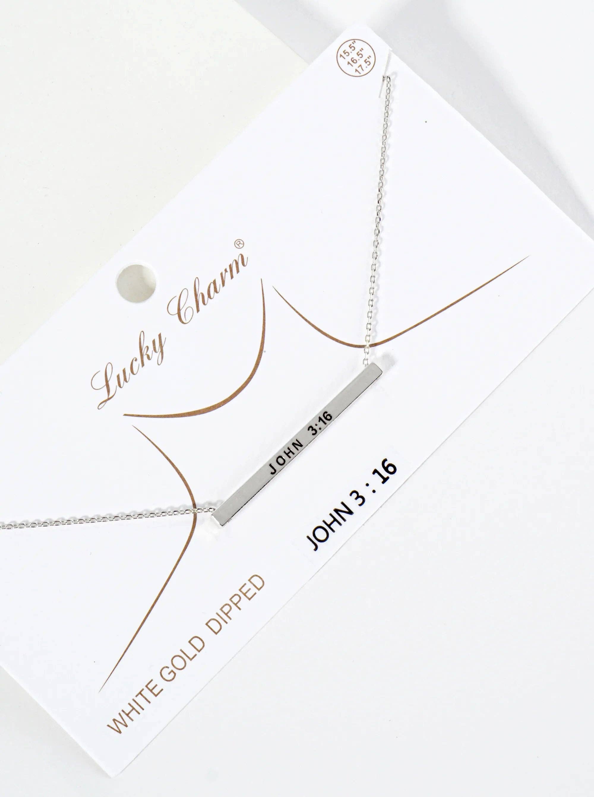 John 3:16 Engraved 18K Gold Dipped Brass Bar Necklace
