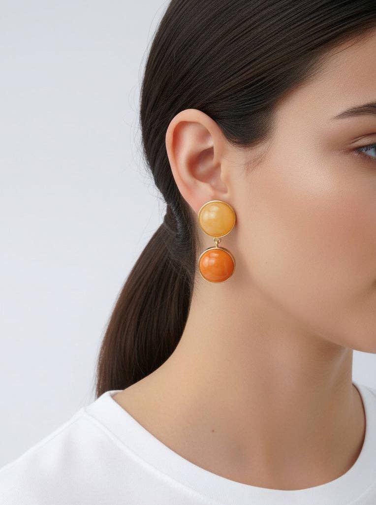 14K Gold-Dipped Two-Tone Resin Drop Earrings