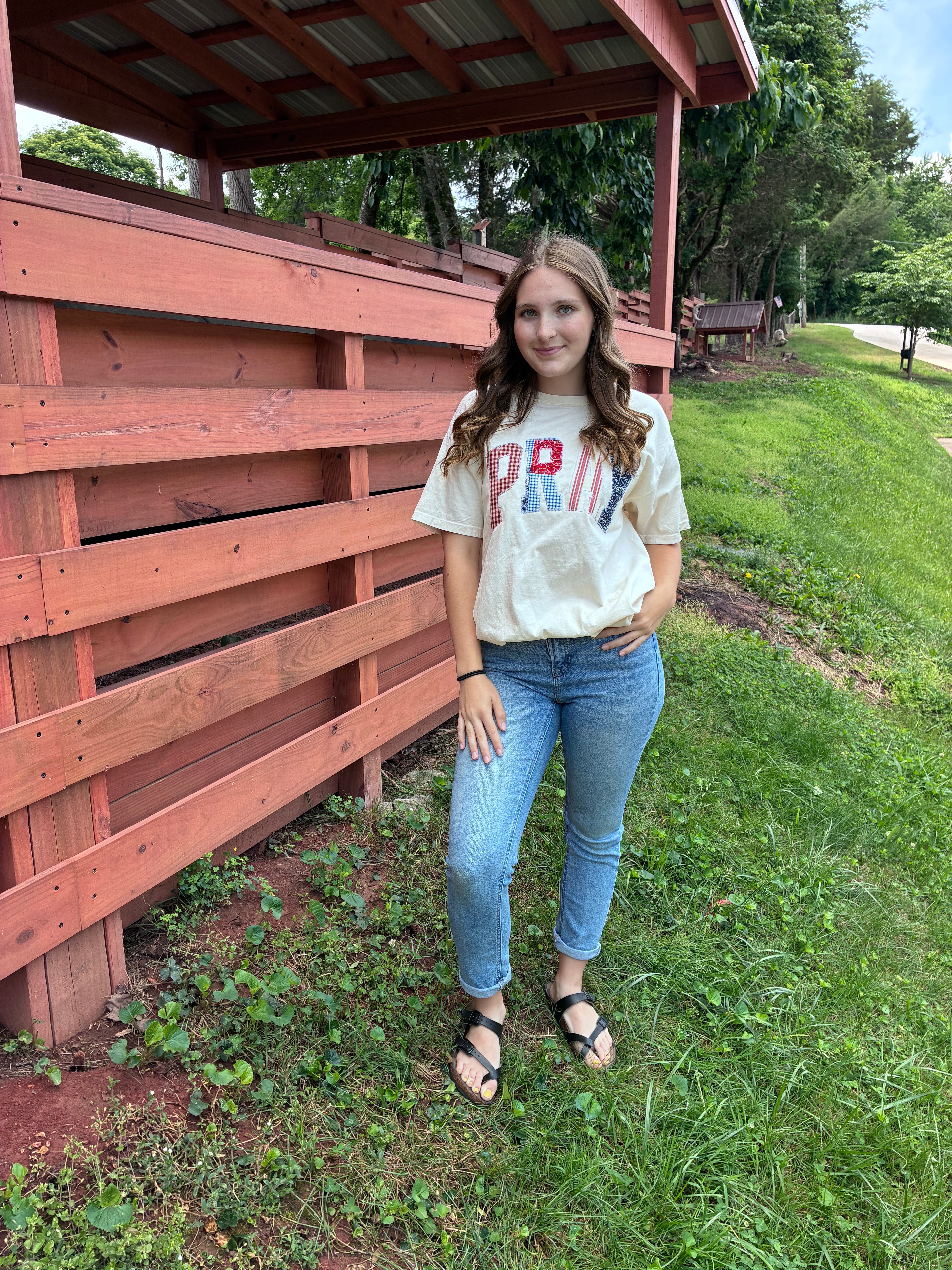Cream Denim Pray Short Sleeve