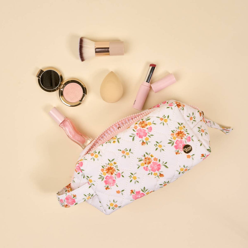 Floral Quilted Cosmetic Pouch