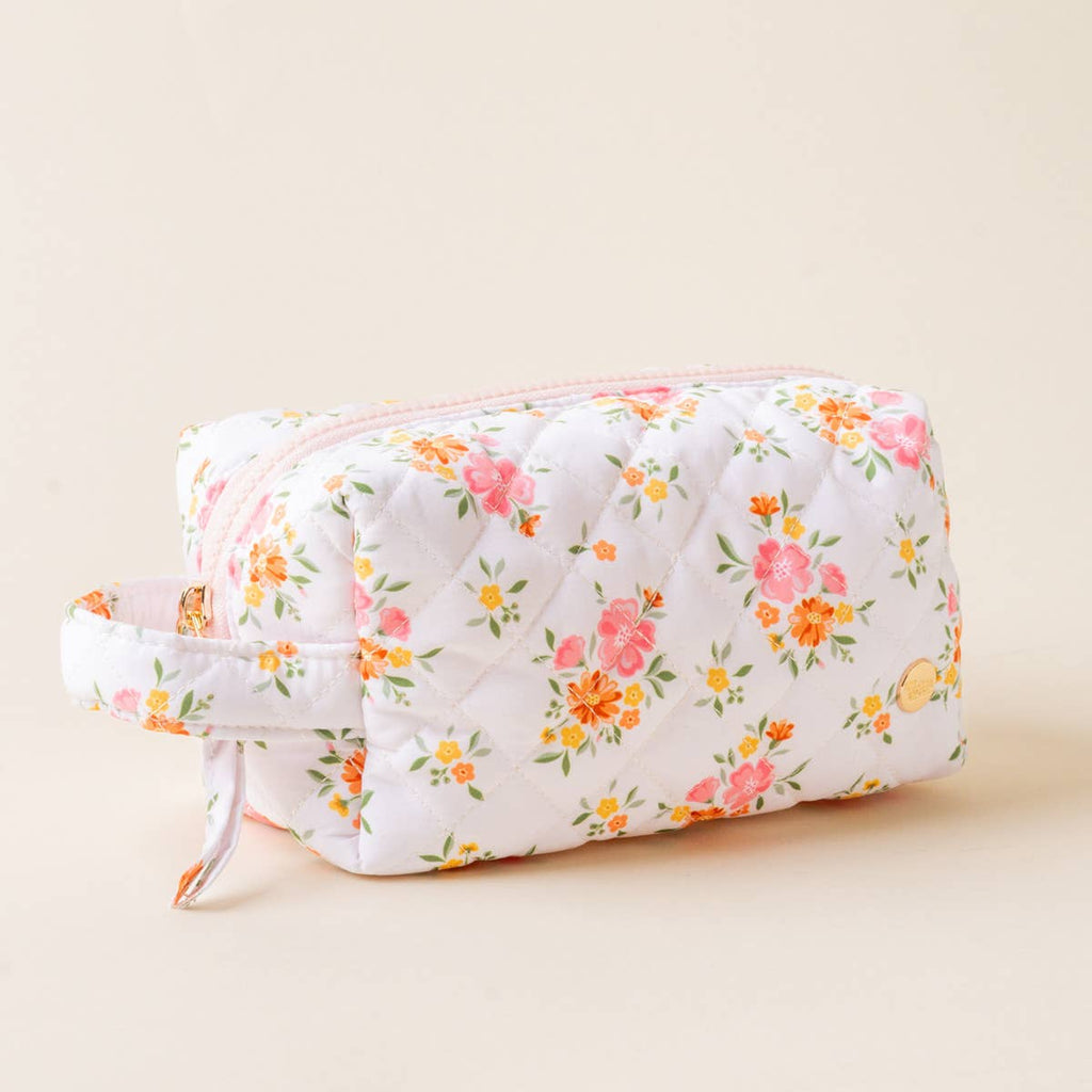 Floral Quilted Cosmetic Pouch