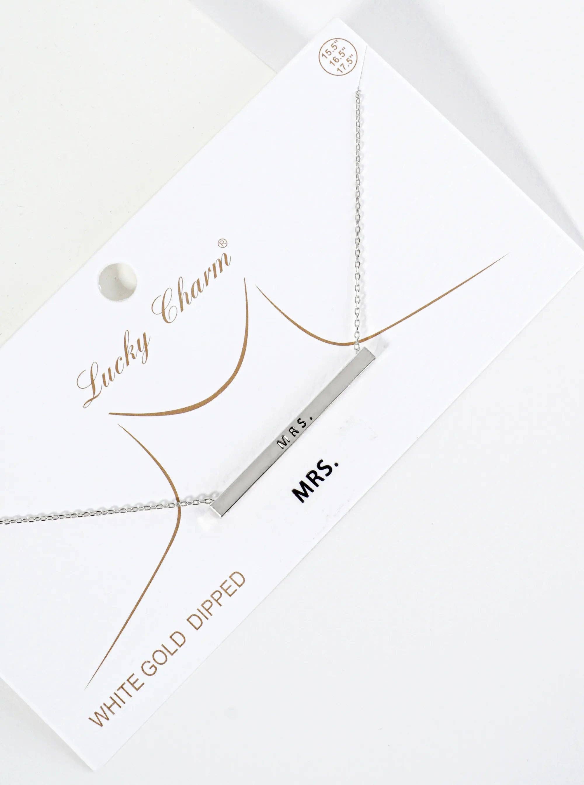 Mrs Engraved 18K Gold Dipped Brass Inspirational Necklace