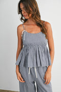 BlackBerry Ruffle Tie-Strap Tank Top