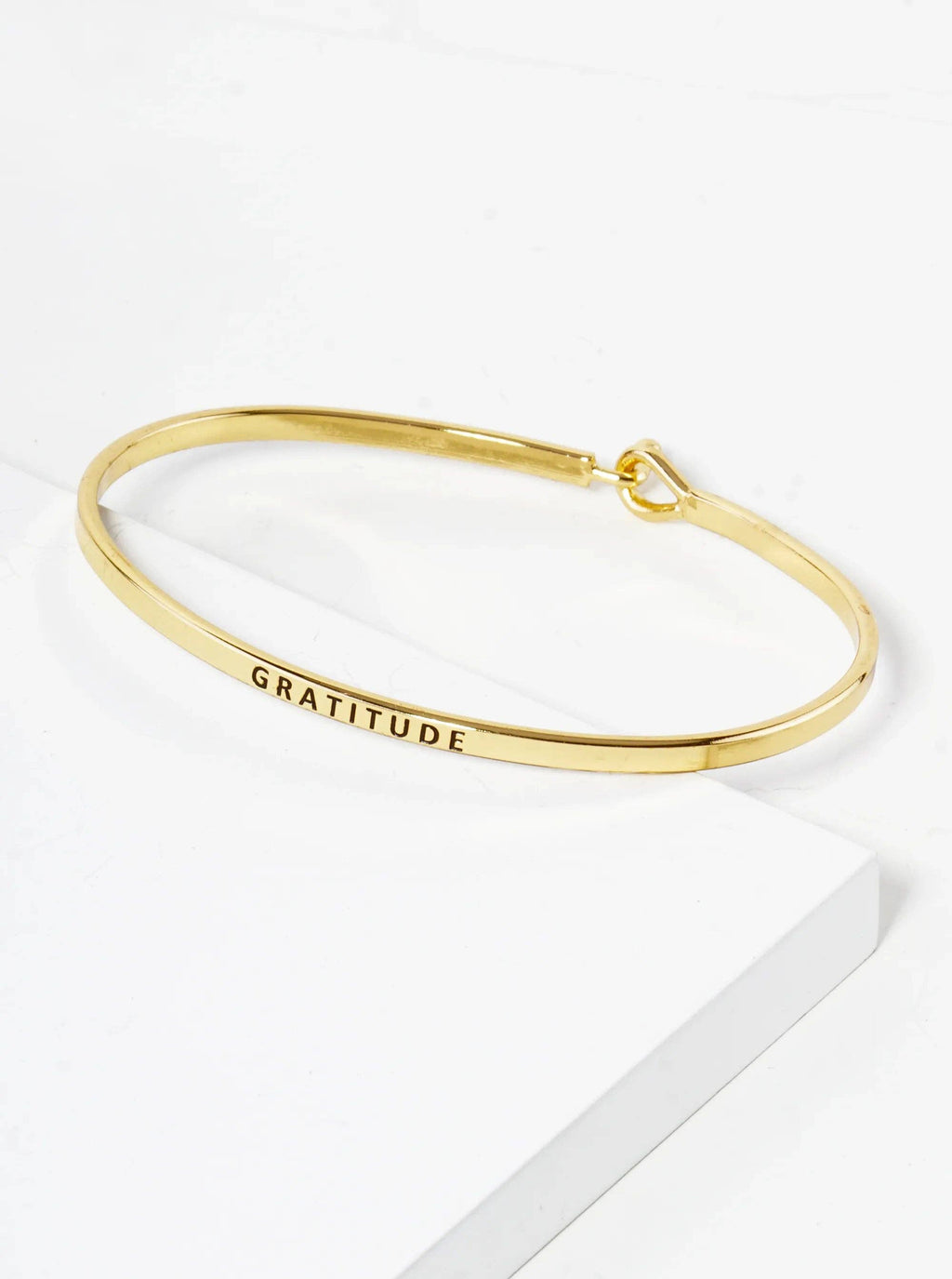 Gratitude Engraved Bangle Bracelet (Gold)
