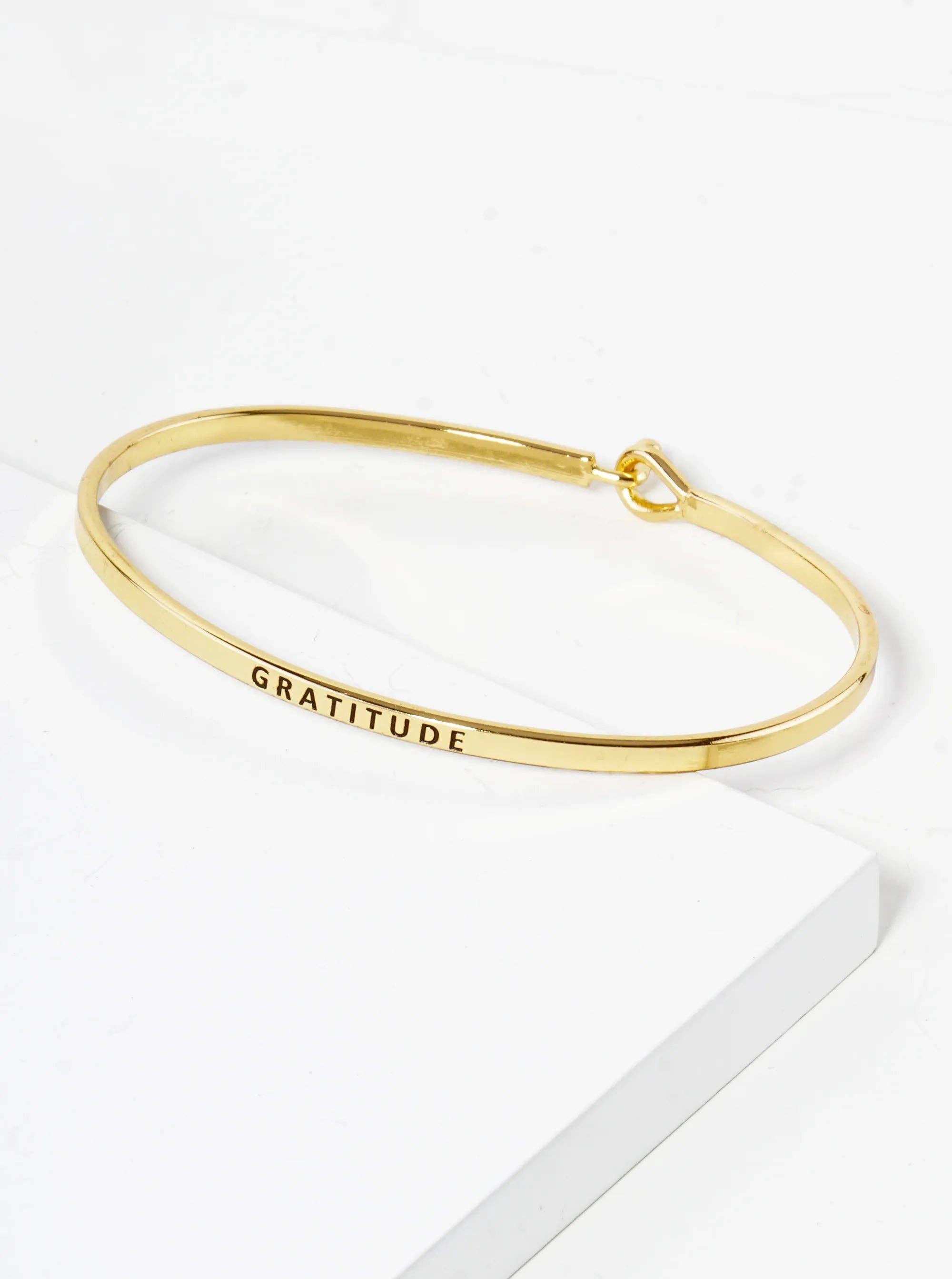 Gratitude Engraved Bangle Bracelet (Gold)