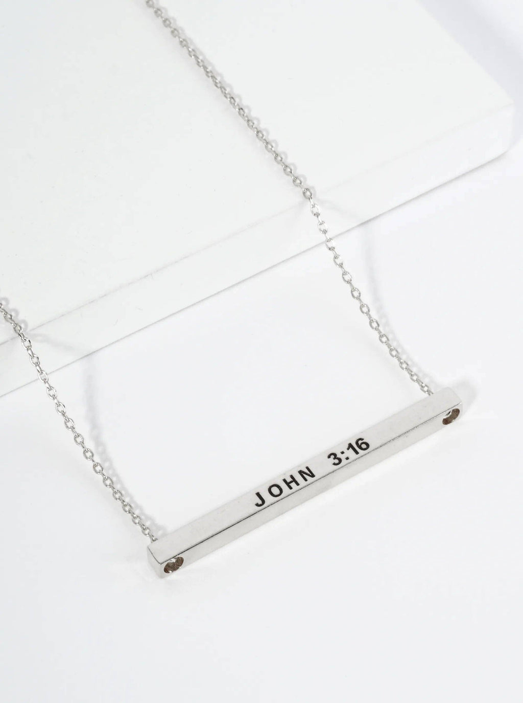 John 3:16 Engraved 18K Gold Dipped Brass Bar Necklace