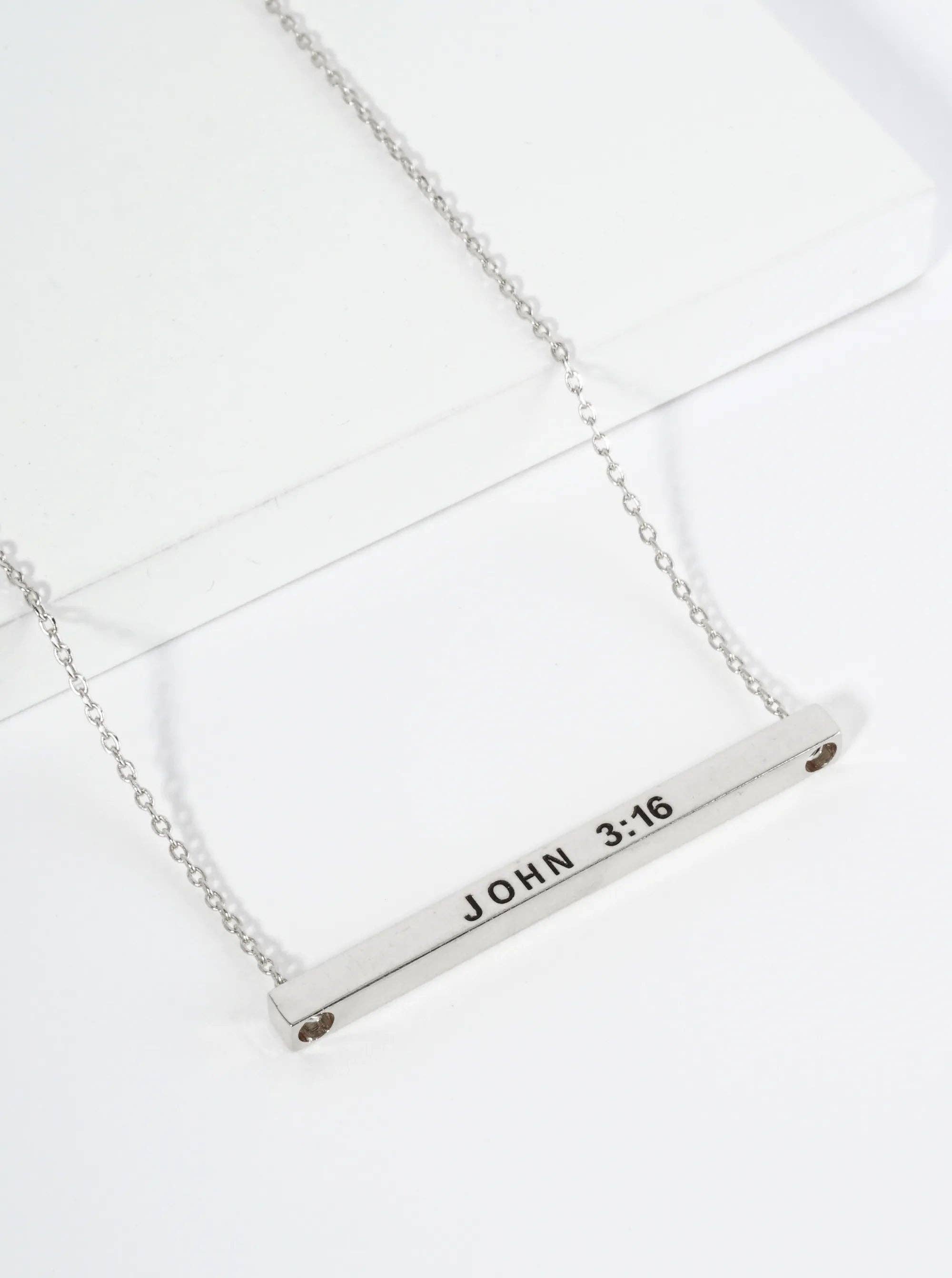 John 3:16 Engraved 18K Gold Dipped Brass Bar Necklace