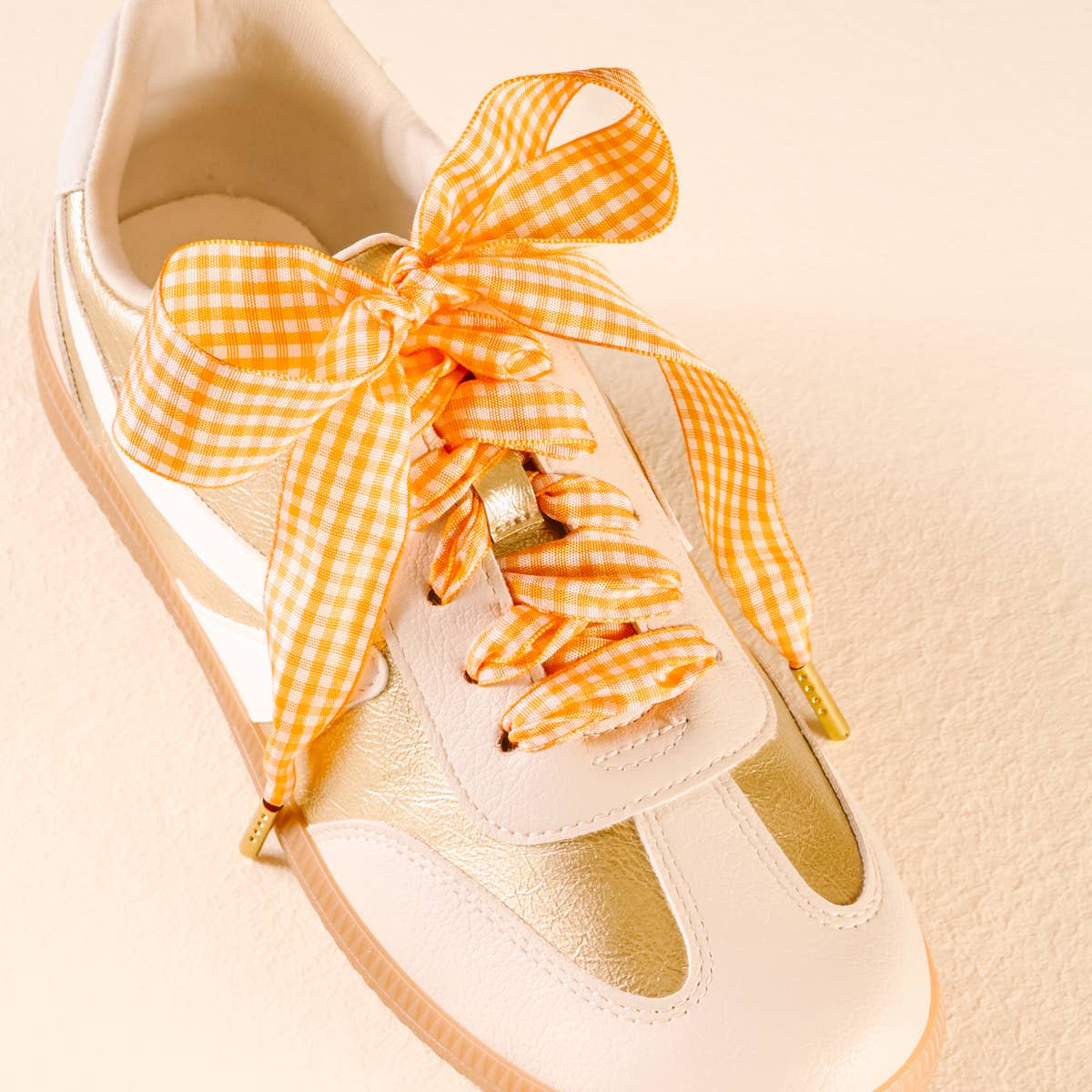 Gingham Orange Shoelaces