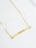 Grace Engraved 18K Gold Dipped Brass Bar Necklace