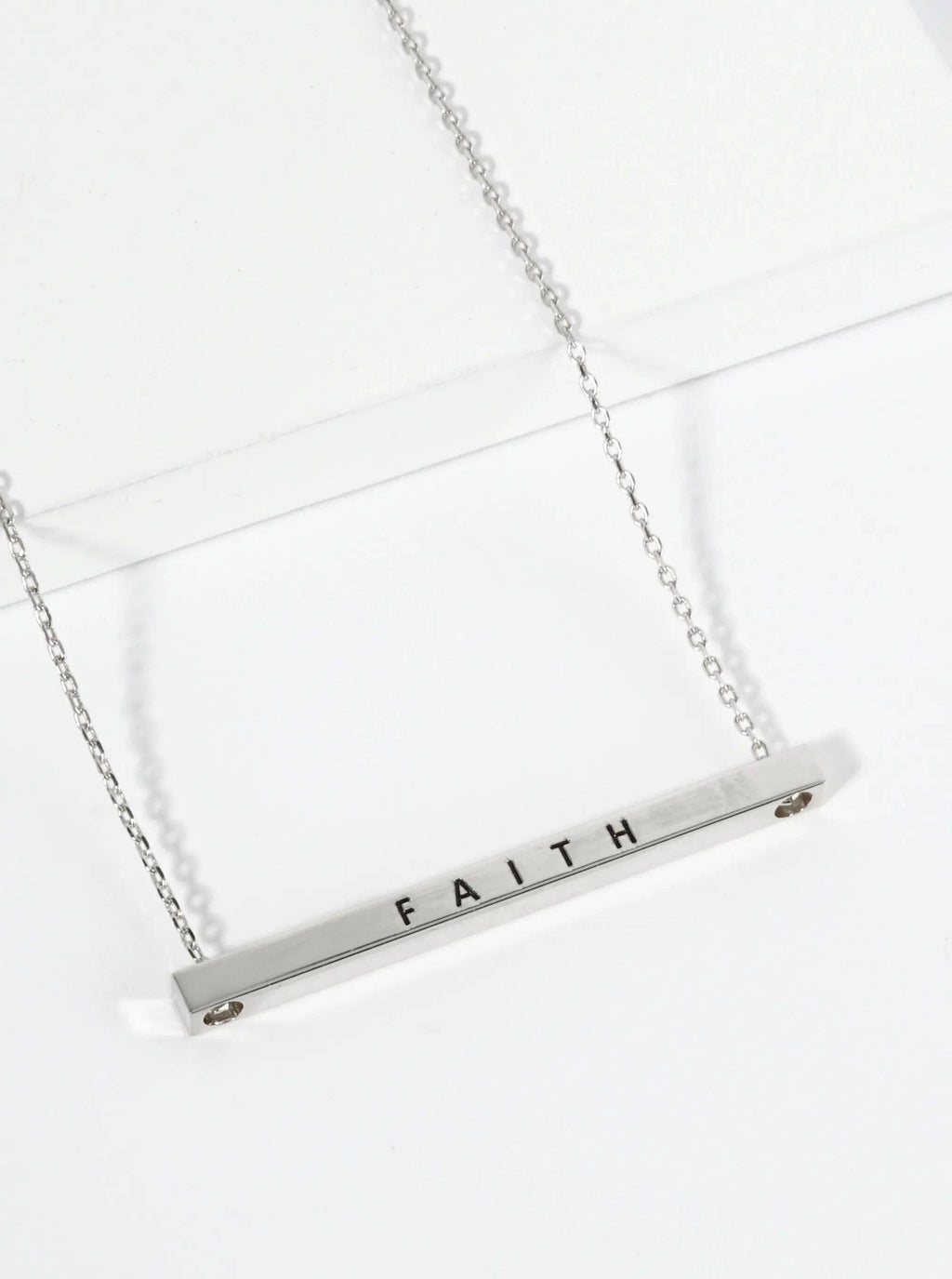 Faith Engraved 18K Gold Dipped Brass Bar Pendant Necklace