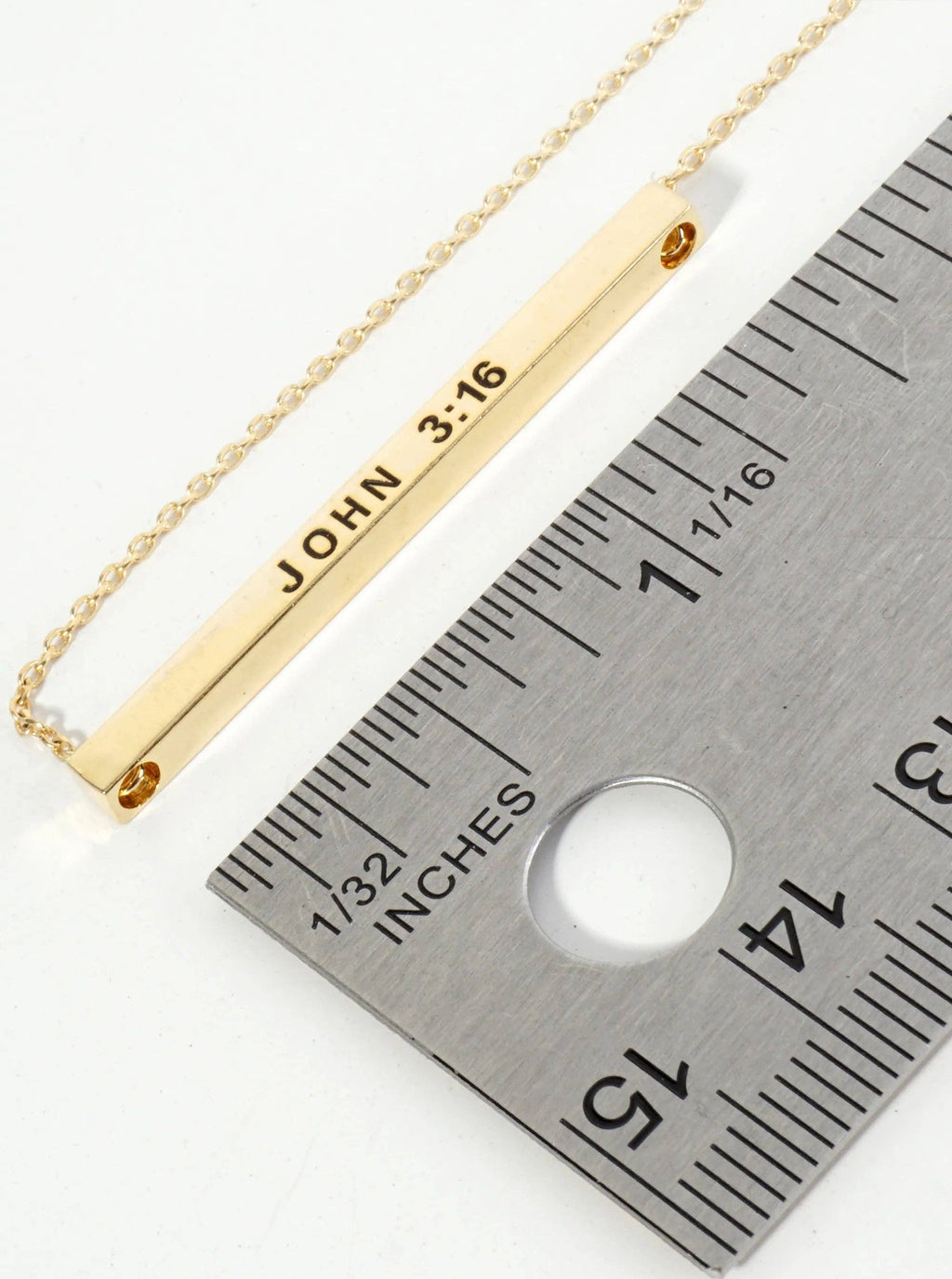 John 3:16 Engraved 18K Gold Dipped Brass Bar Necklace