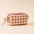 Quilted Cosmetic Pouch-Maple Gingham