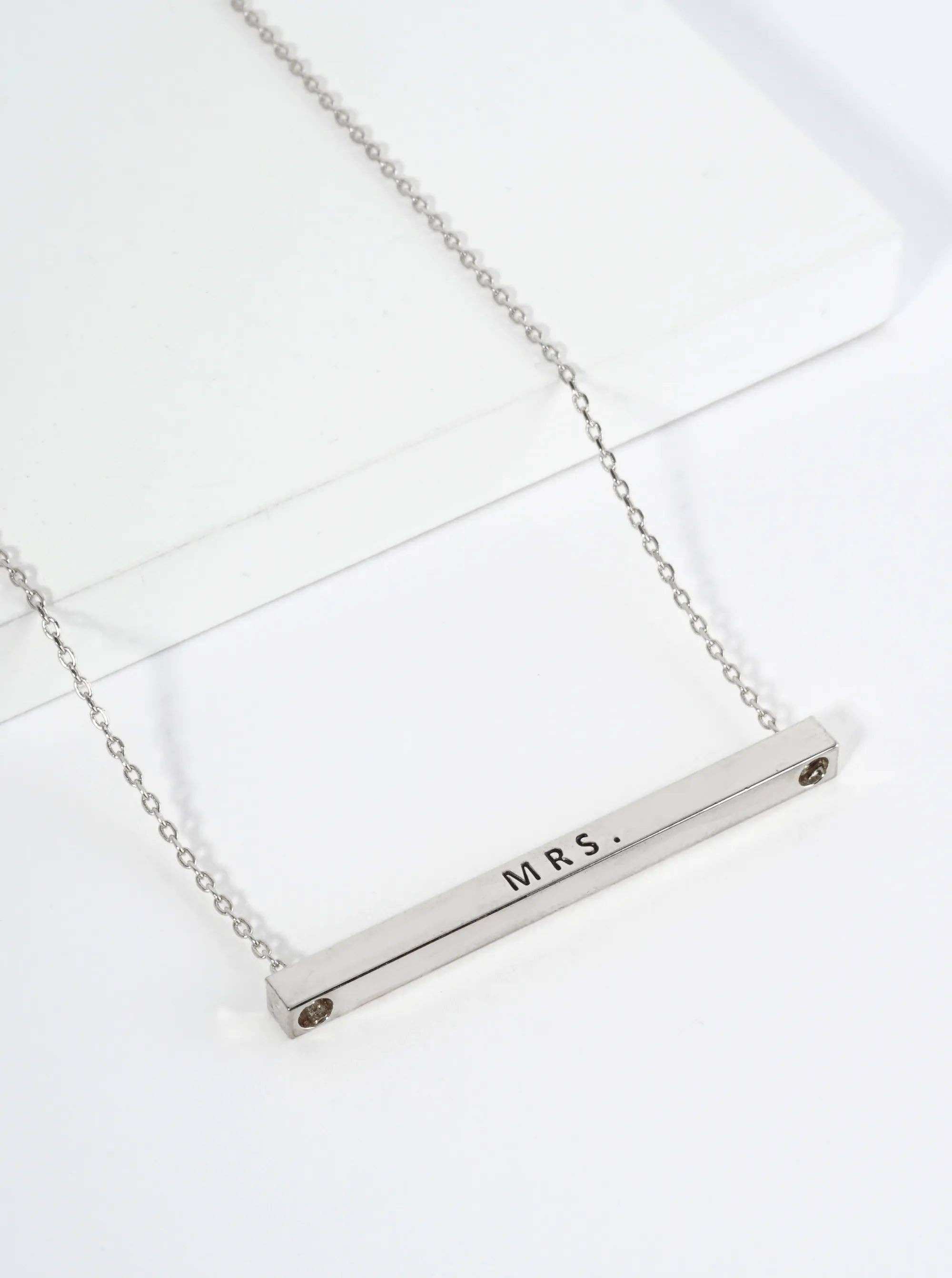 Mrs Engraved 18K Gold Dipped Brass Inspirational Necklace