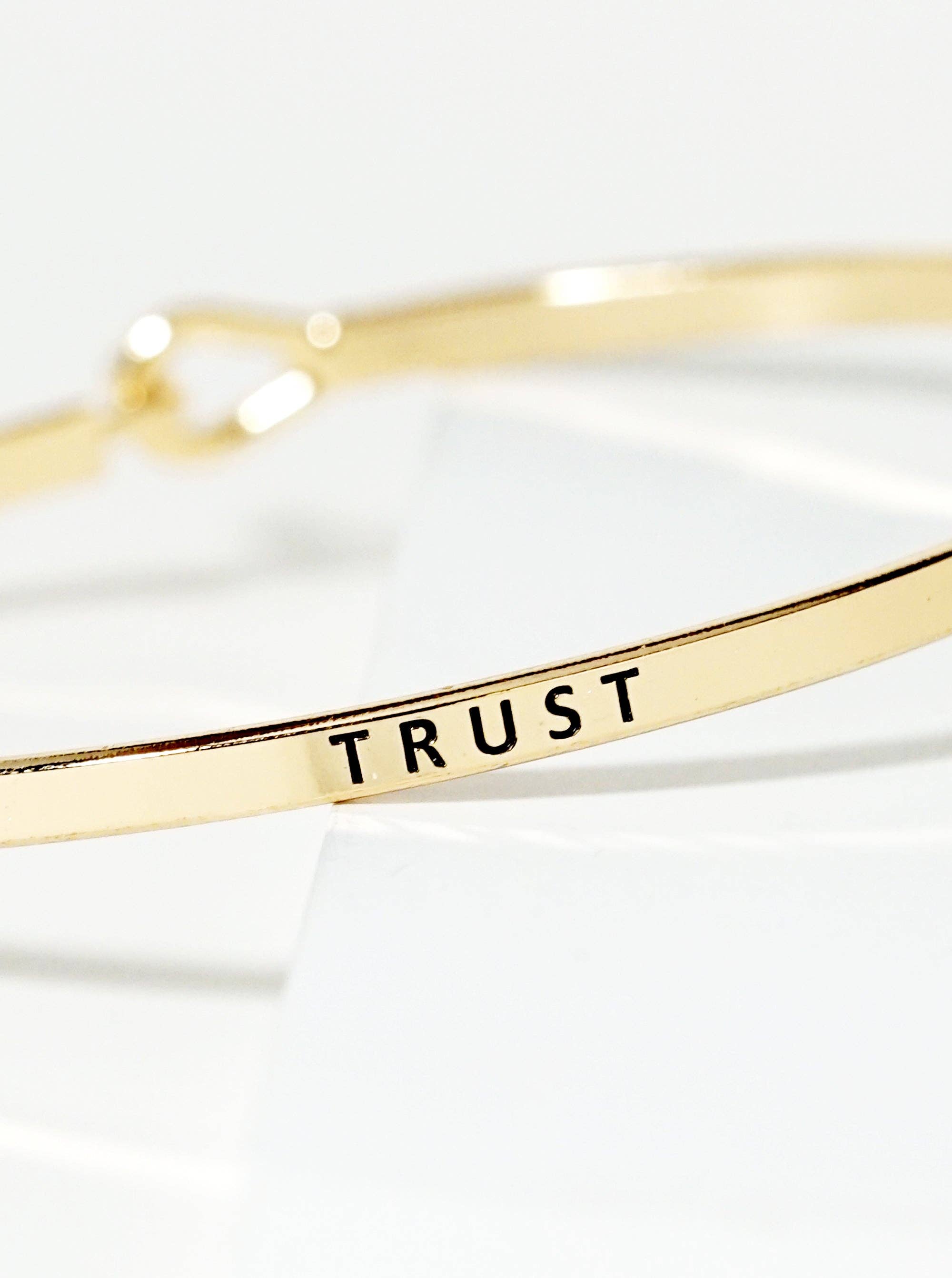 Trust Engraved Inspirational Bangle Bracelet
