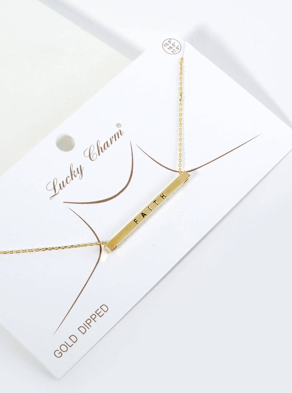 Faith Engraved 18K Gold Dipped Brass Bar Pendant Necklace