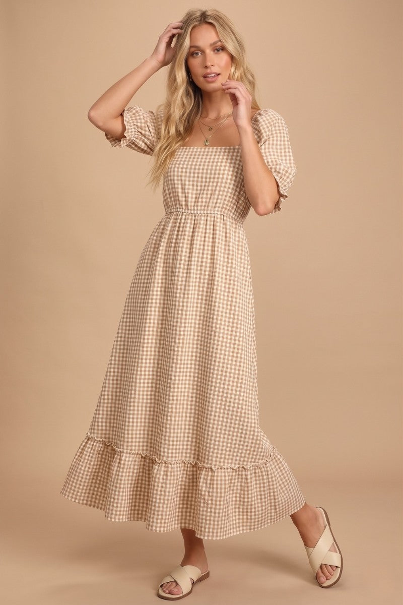 Gingham and Daisies Maxi