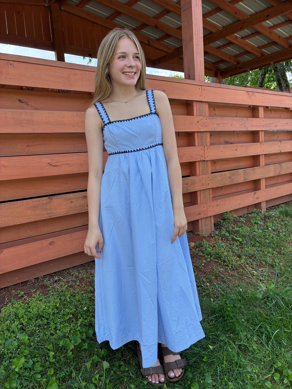 Blue Blooms Midi Dress
