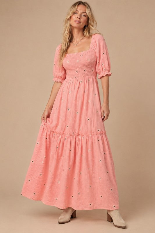 Pink Daisy Blooms Maxi
