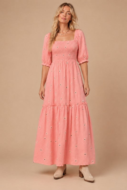 Pink Daisy Blooms Maxi