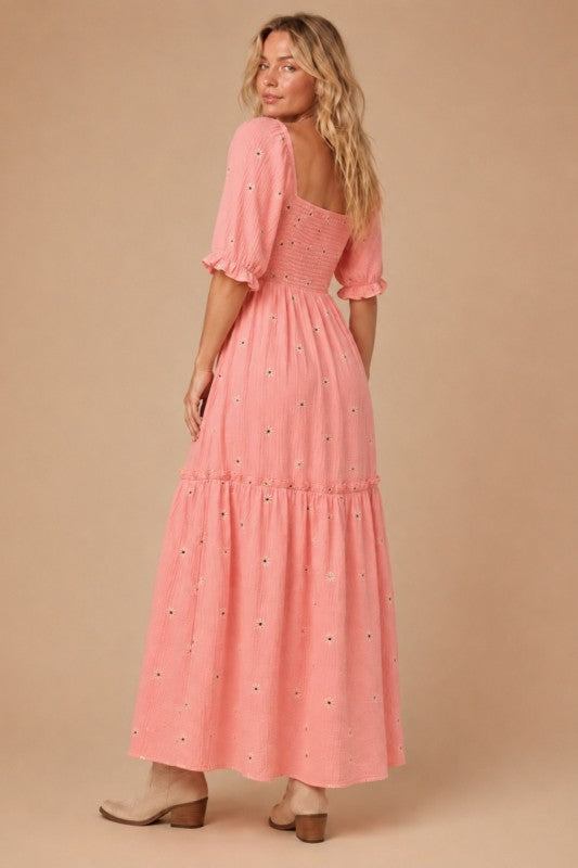 Pink Daisy Blooms Maxi