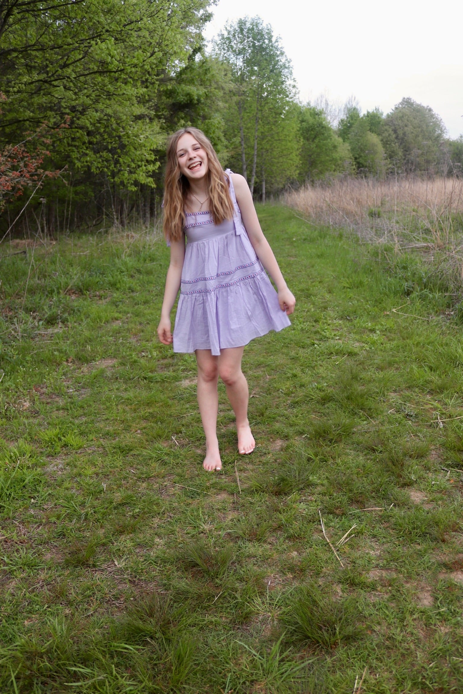 Lavender Fields Embroidered Dress