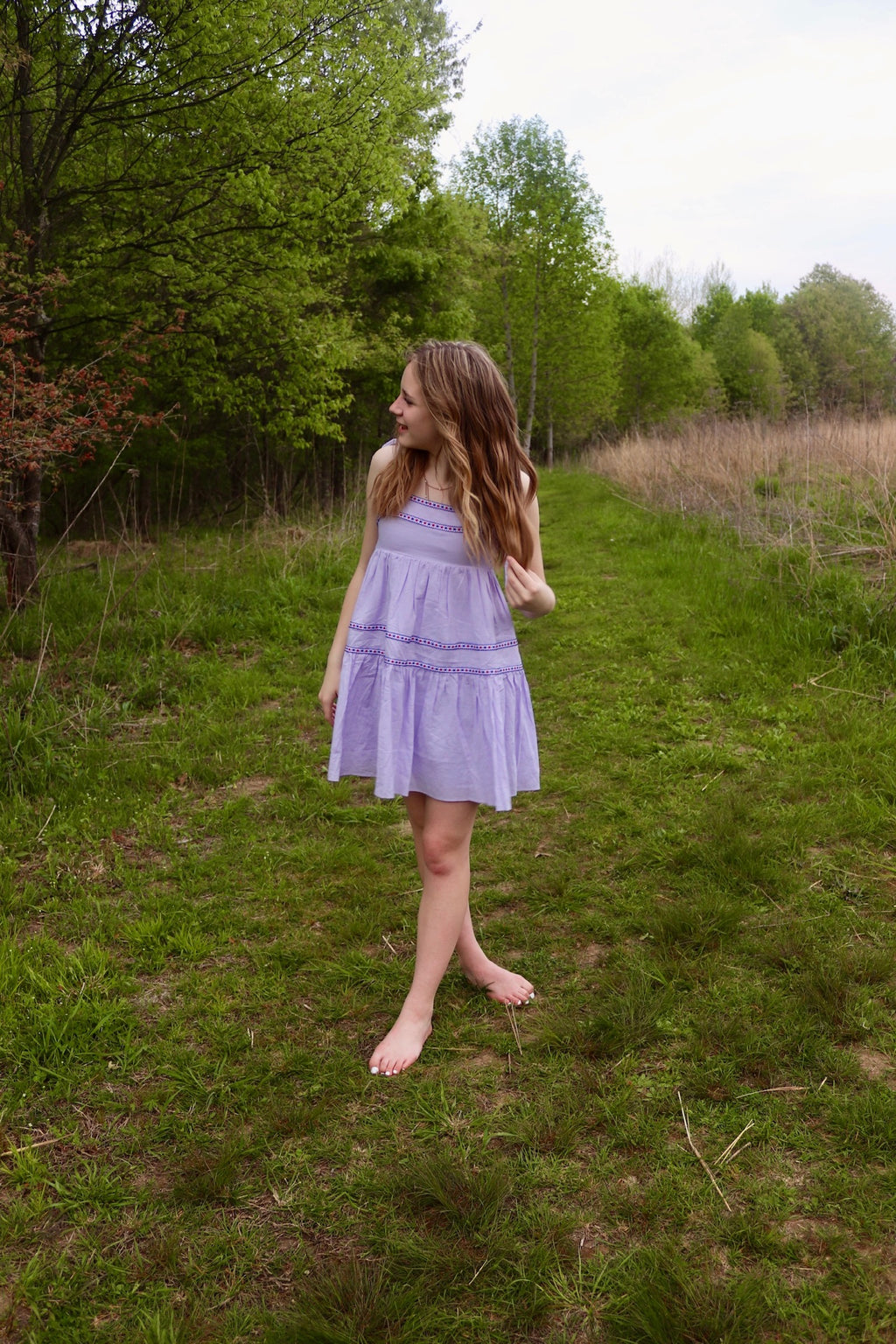Lavender Fields Embroidered Dress