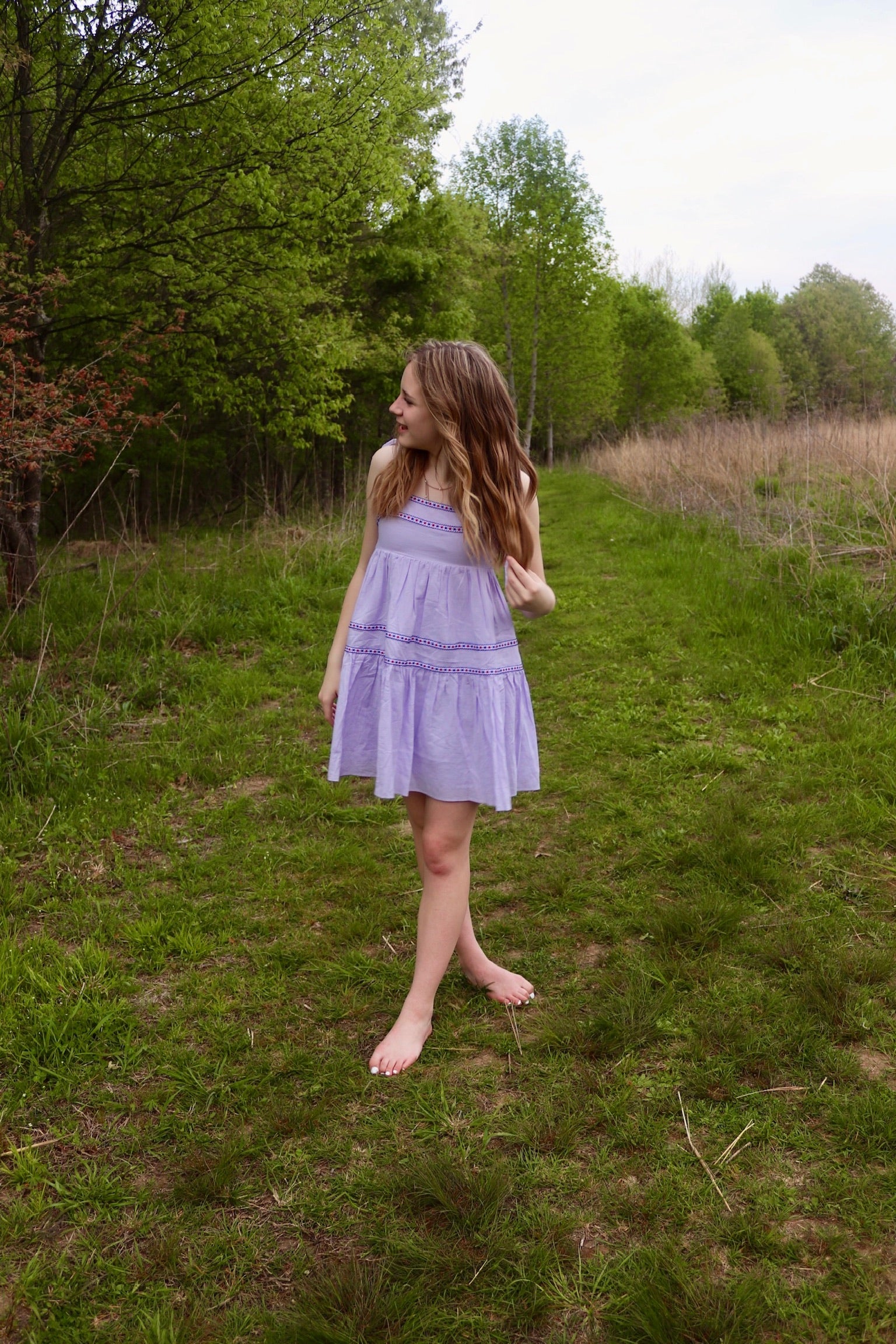 Lavender Fields Embroidered Dress