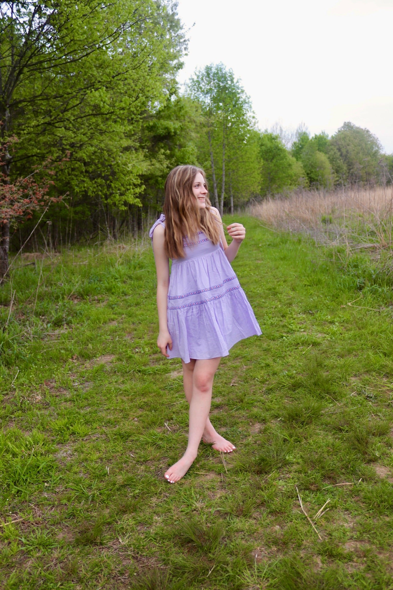 Lavender Fields Embroidered Dress