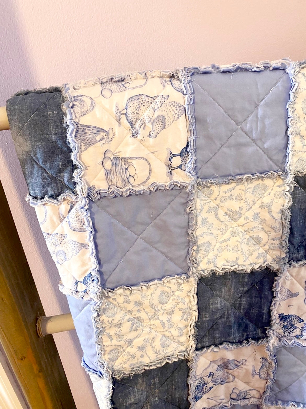Chicken, Floral, & Blues Rag Quilt