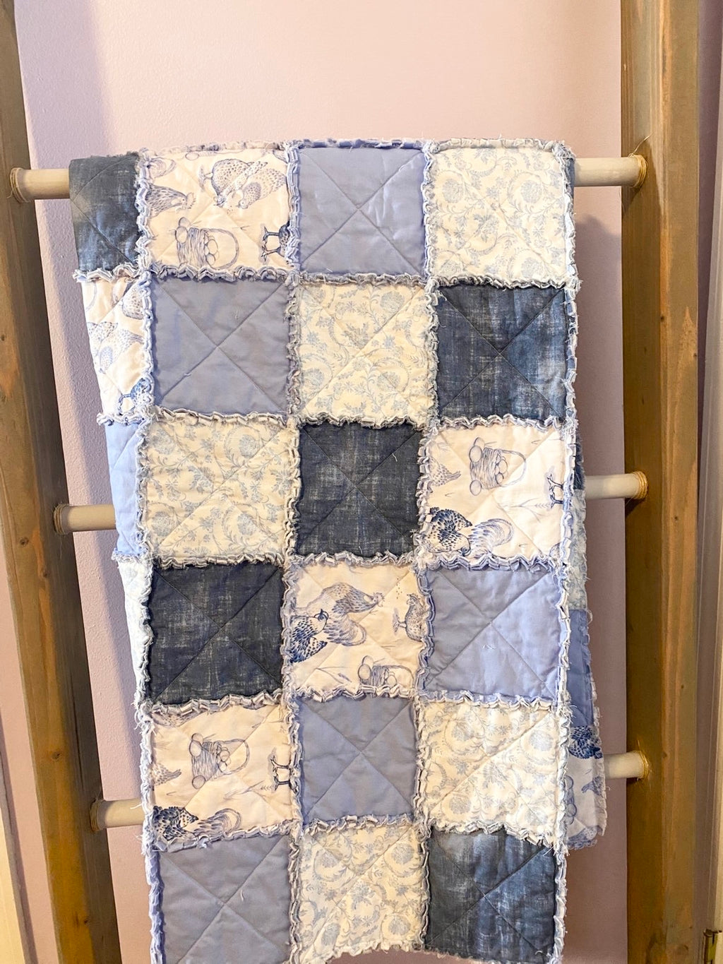 Chicken, Floral, & Blues Rag Quilt