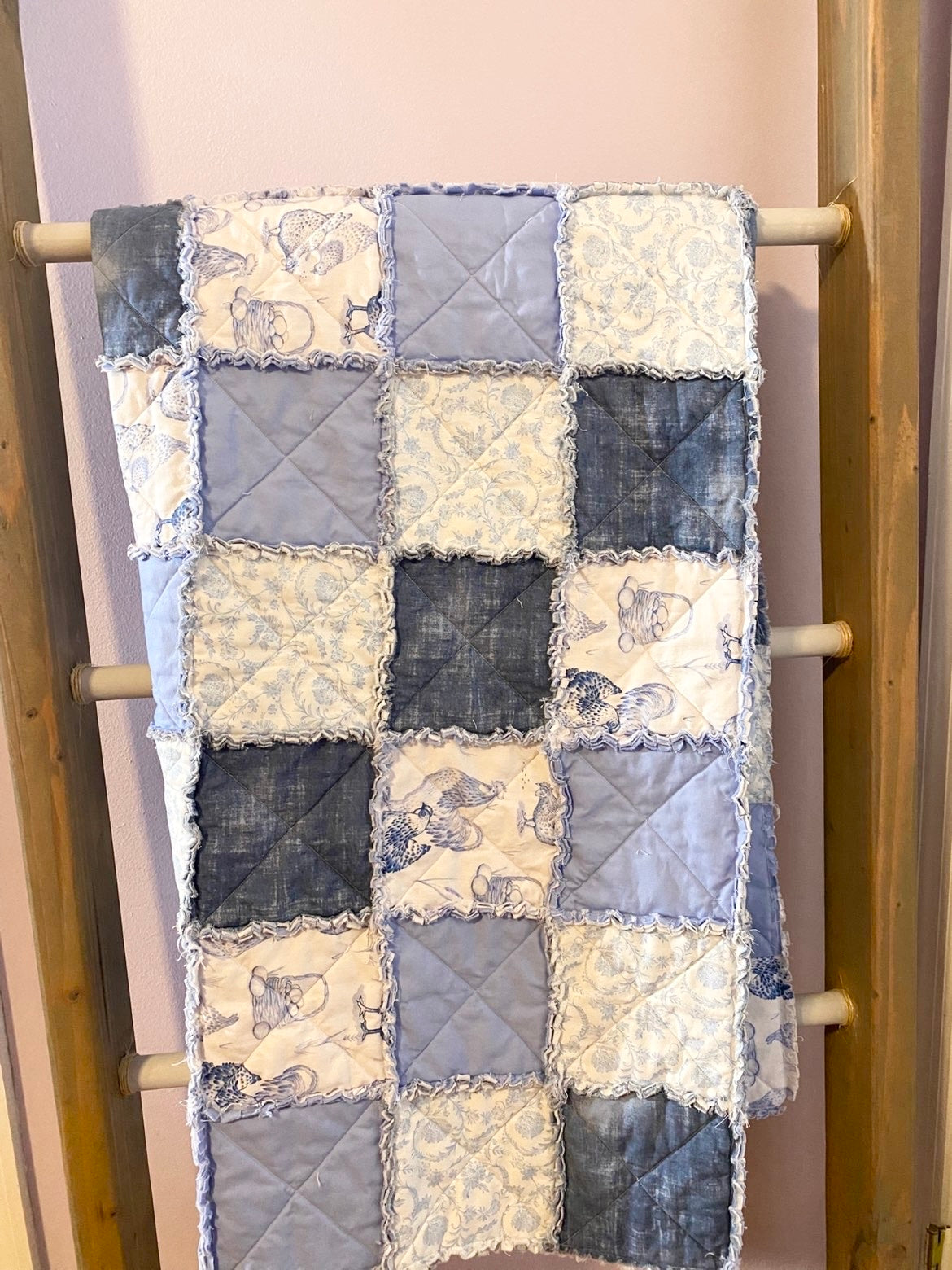 Chicken, Floral, & Blues Rag Quilt