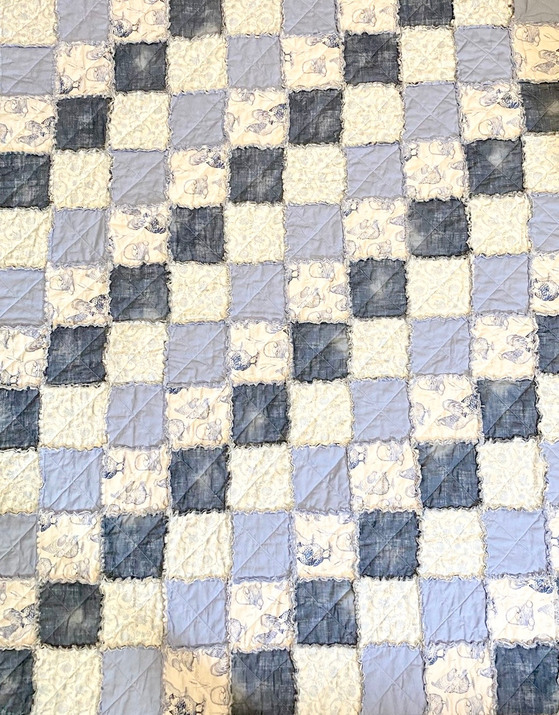 Chicken, Floral, & Blues Rag Quilt