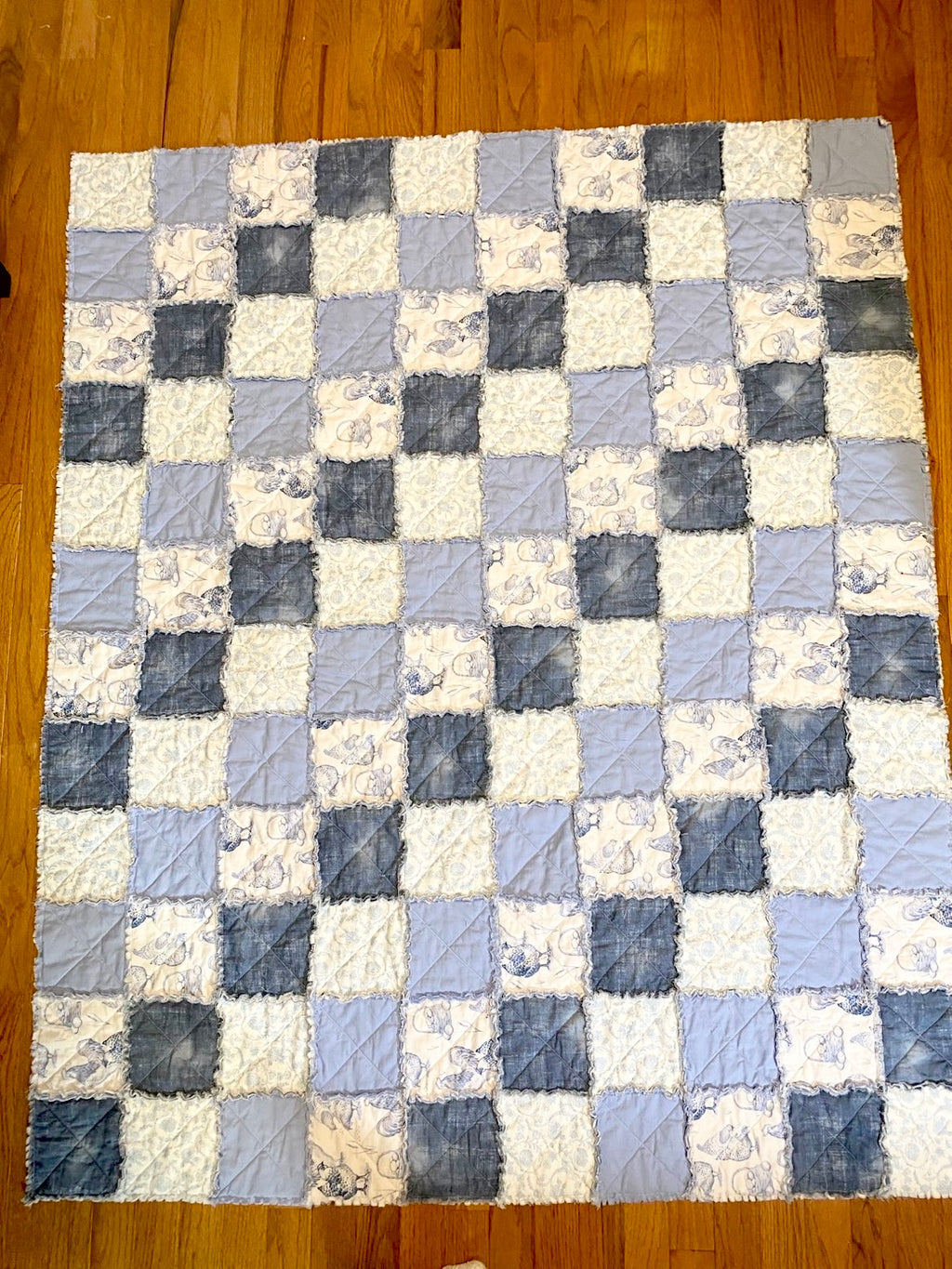 Chicken, Floral, & Blues Rag Quilt
