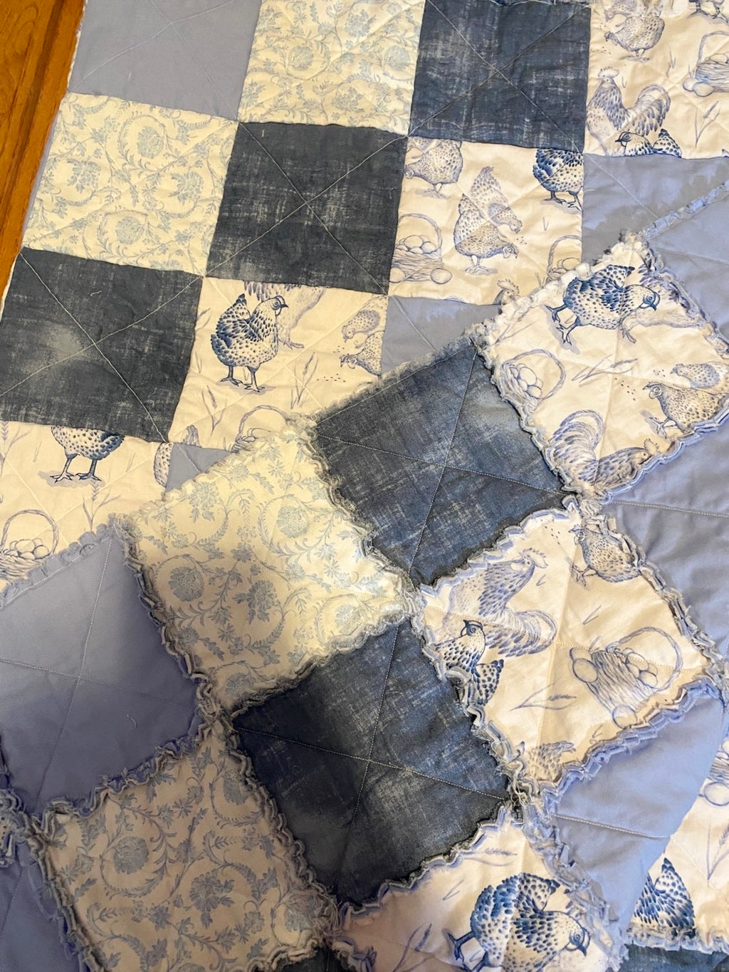 Chicken, Floral, & Blues Rag Quilt