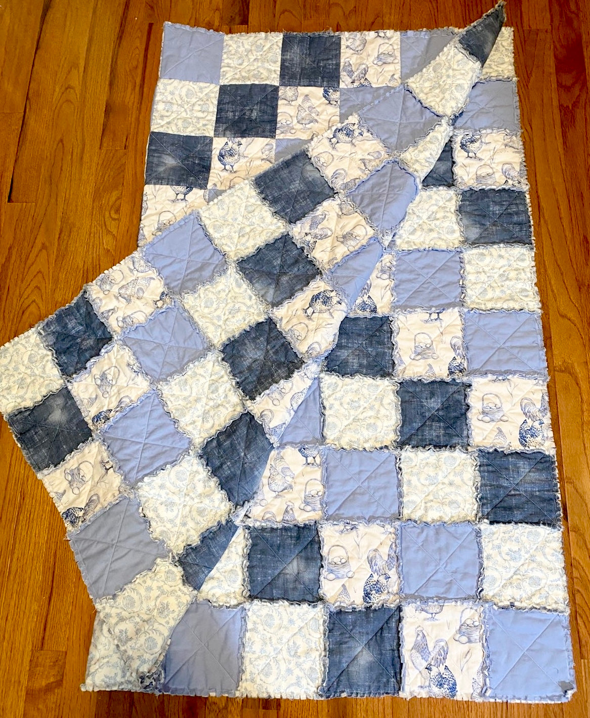 Chicken, Floral, & Blues Rag Quilt