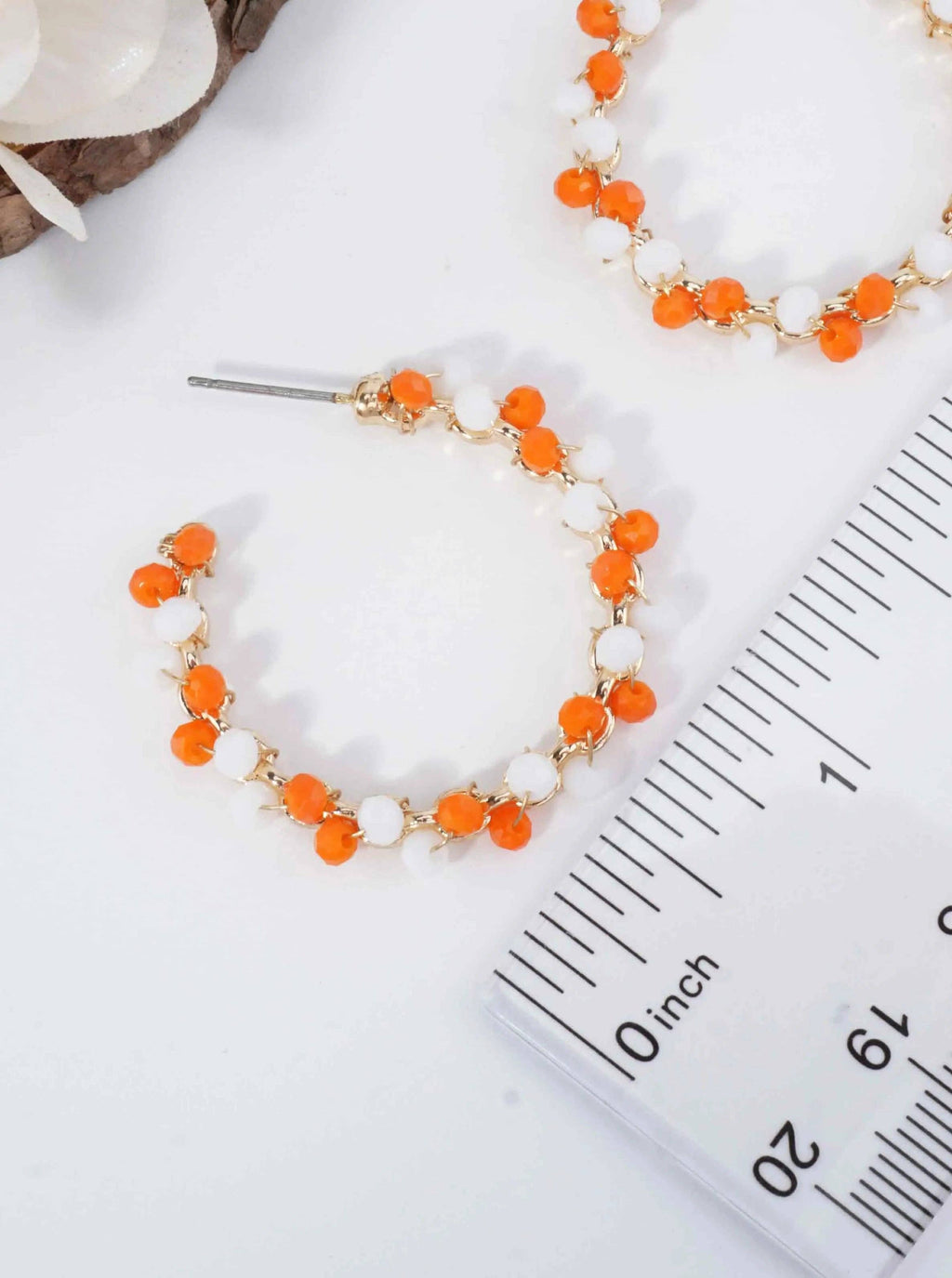 Orange & White Hoop Earrings