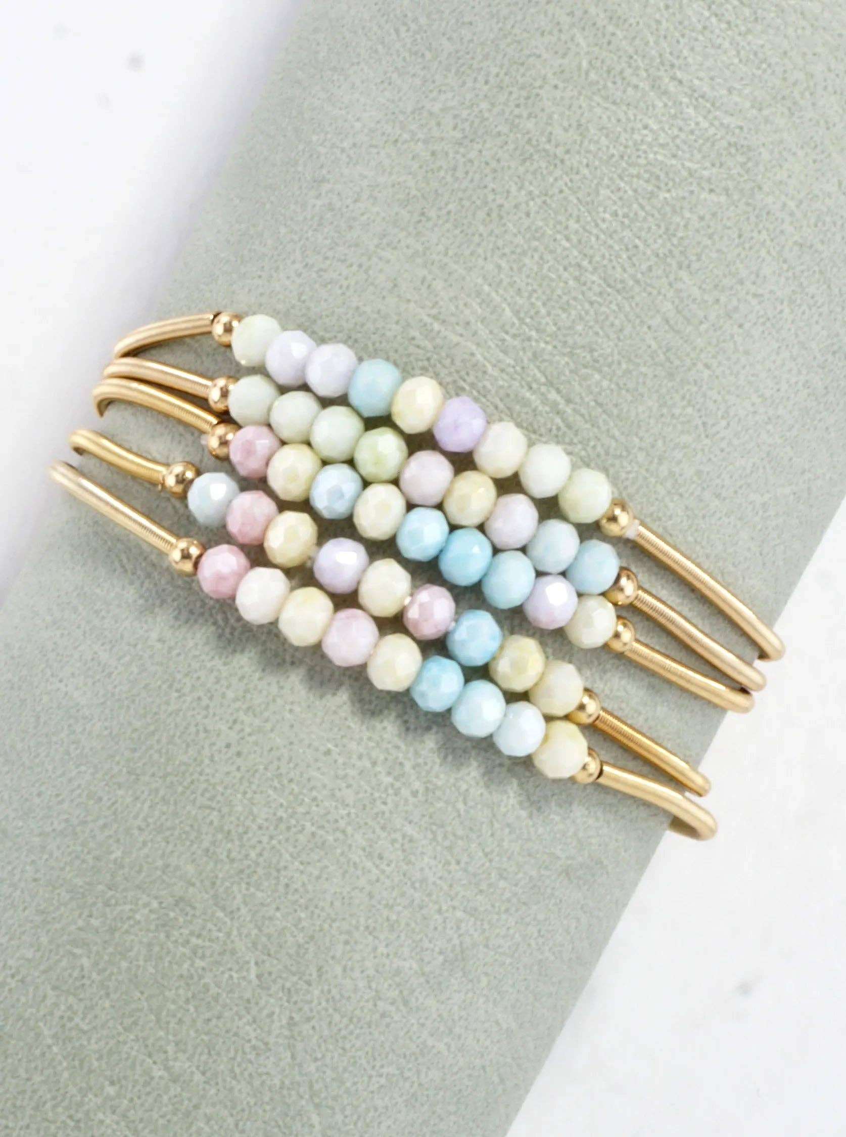 5 Piece Spring Glass Spring Wire Bracelets