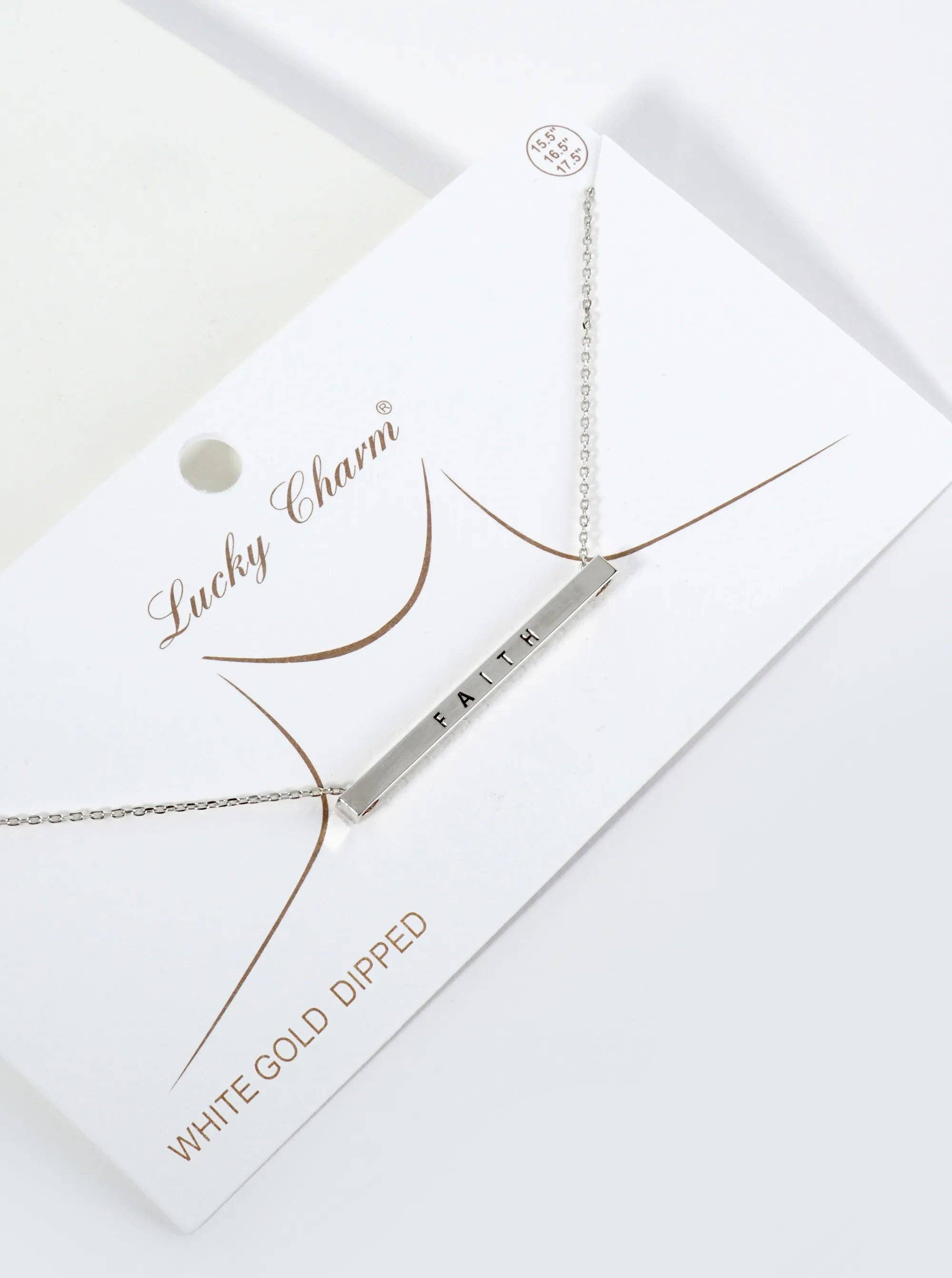 Faith Engraved 18K Gold Dipped Brass Bar Pendant Necklace