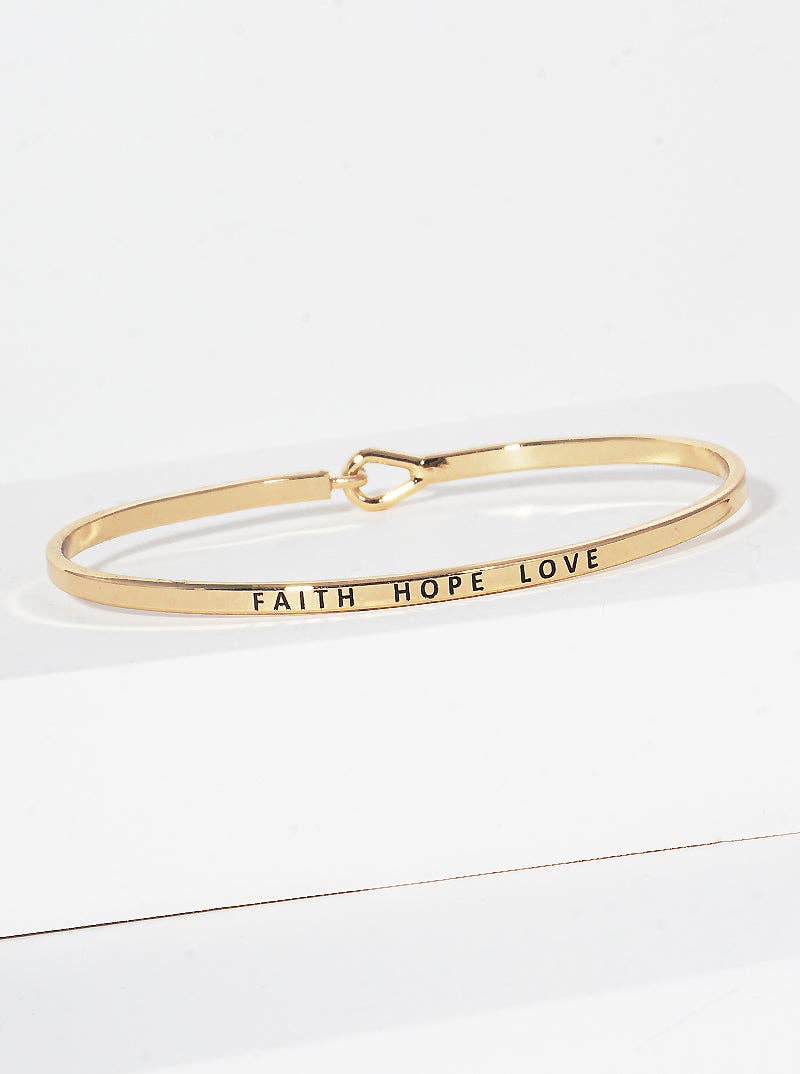 Faith Hope Love Engraved Bangle Bracelet