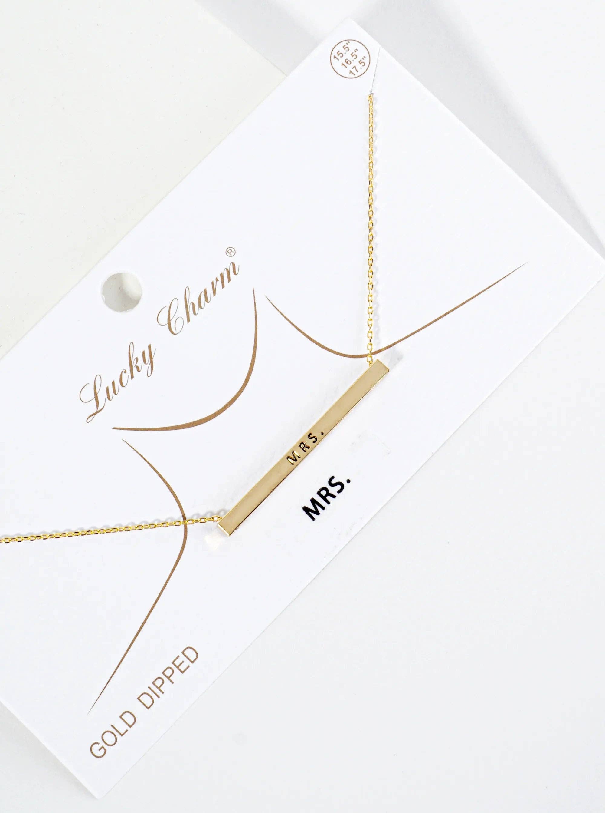 Mrs Engraved 18K Gold Dipped Brass Inspirational Necklace