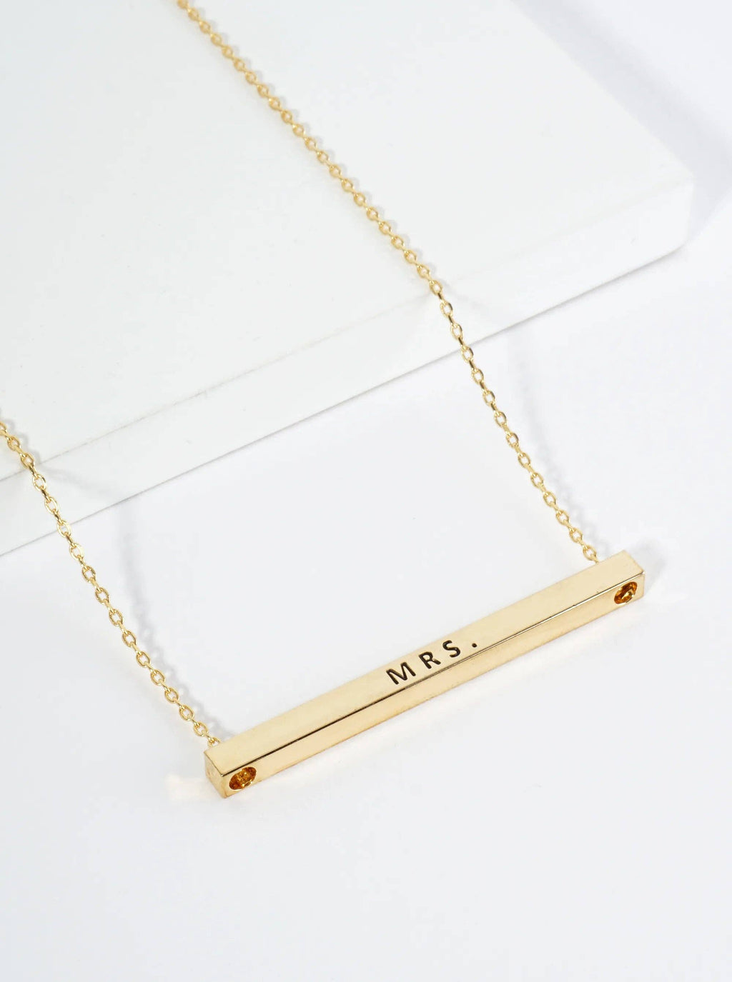 Mrs Engraved 18K Gold Dipped Brass Inspirational Necklace