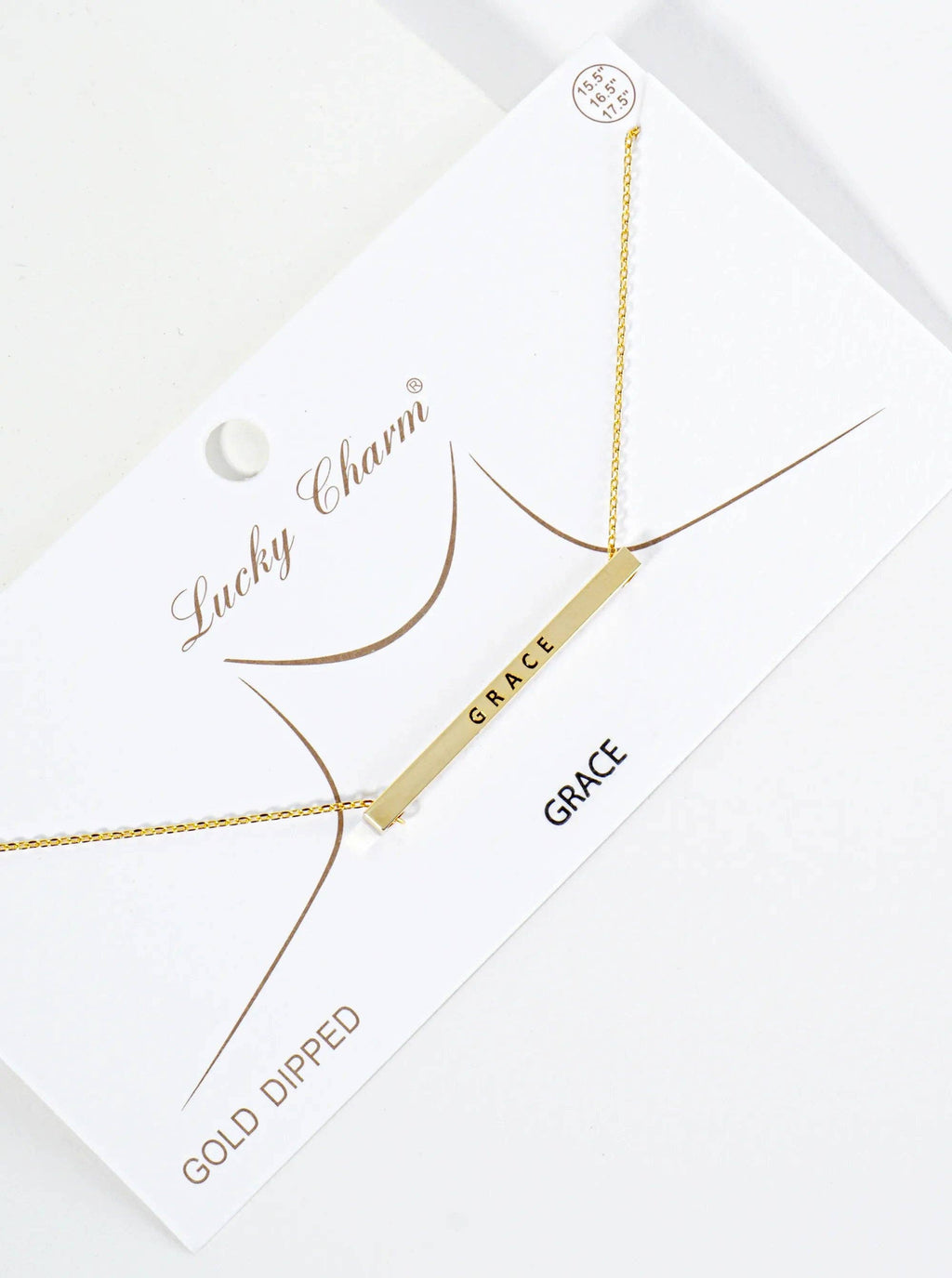 Grace Engraved 18K Gold Dipped Brass Bar Necklace
