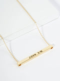 John 3:16 Engraved 18K Gold Dipped Brass Bar Necklace