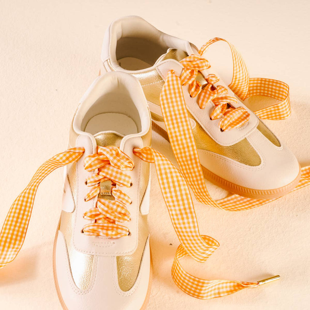 Gingham Orange Shoelaces