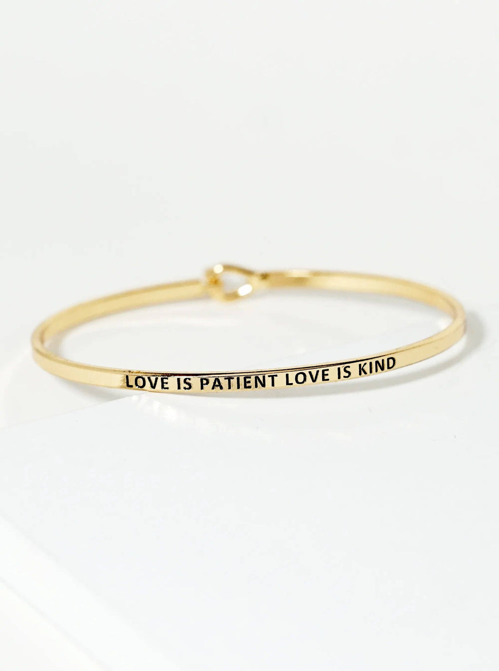 “Love is Patient, Love is Kind” Bangle Bracelet (Gold)